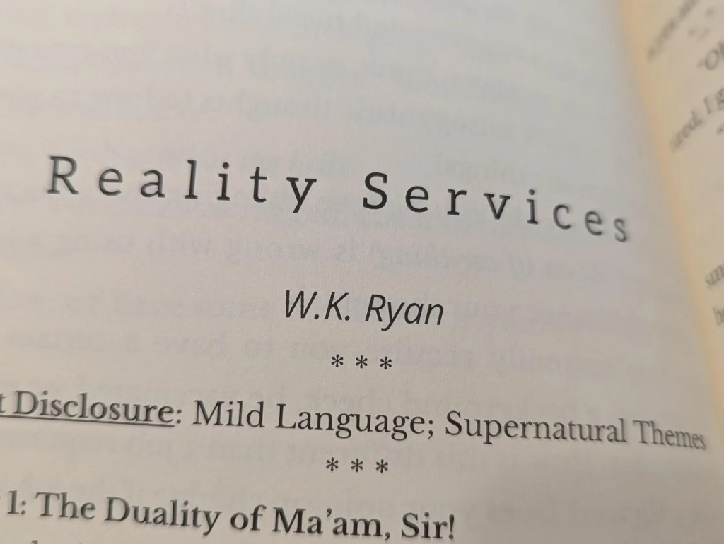 Reality Services title page by W.K. Ryan, printed in After Dinner Conversation